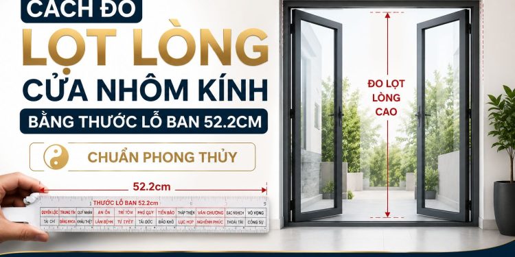 Cách đo lọt lòng cửa nhôm kính bằng thước Lỗ Ban 52.2cm chuẩn phong thủy