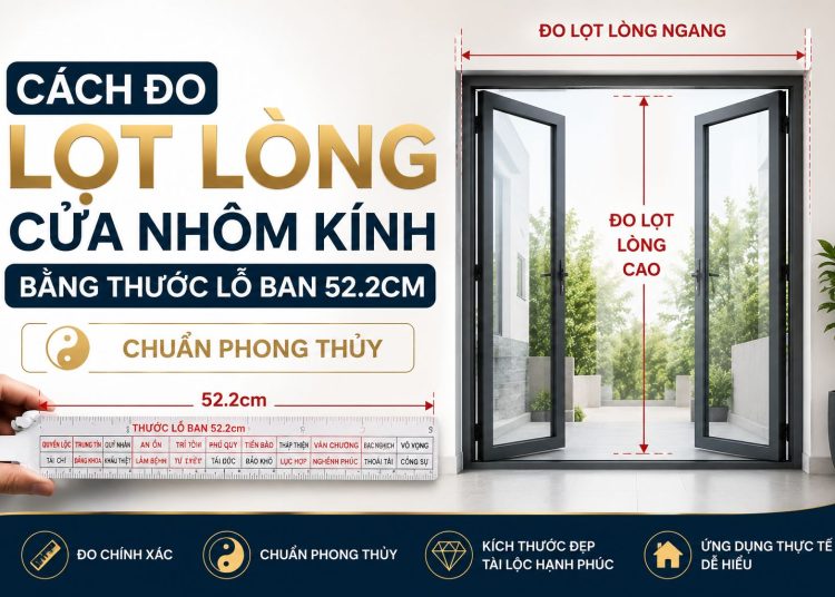 Cách đo lọt lòng cửa nhôm kính bằng thước Lỗ Ban 52.2cm chuẩn phong thủy